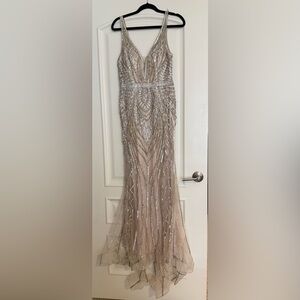 Cinderella Silver Beaded Prom Dress